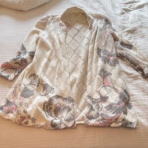 Floral Anthropologie Knitted and Knotted Cardigan
